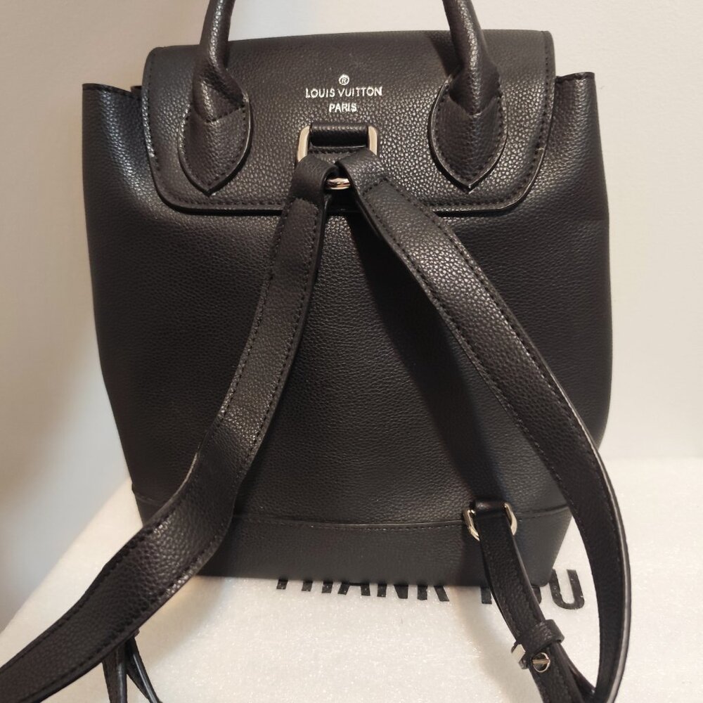 Black leather backpack - Picture 3 of 4